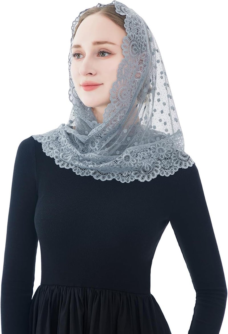 Wgior Triangle Vintage Inspired Lace Chapel Veils Catholic Mass Head Covering Scarf Mantilla Veils for Church - Image 4